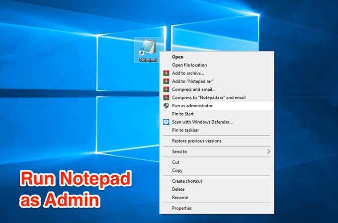 Open Notepad as Admin to Avoid &#8220;Access is Denied&#8221; image 1