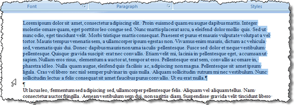 Selecting a paragraph