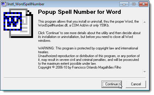 Installation welcome screen