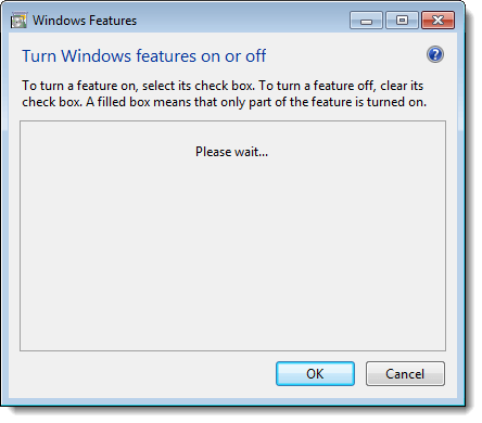 Waiting for Windows Features list in Windows 7
