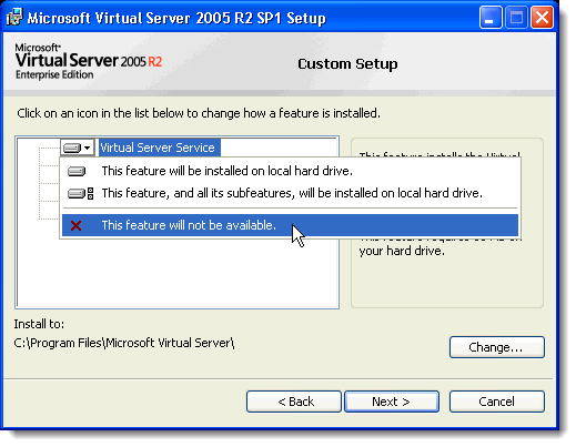 Specifying a feature to not be available