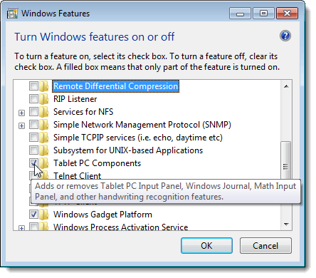 Viewing a description of a feature in Windows 7