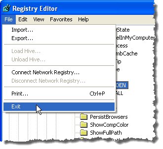 Closing the Registry Editor