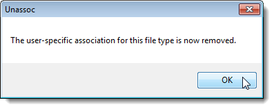 Confirmation that the association for the selected=