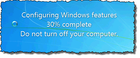 Configuring Windows features message
