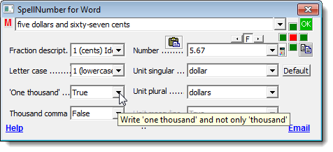 Changing the One thousand option