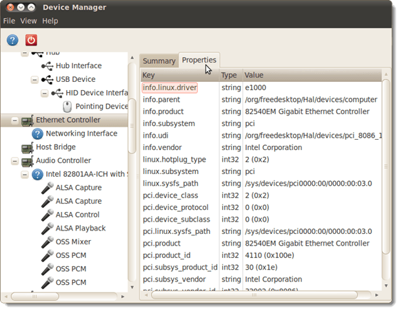 Properties tab