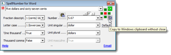 Copying the number without closing the dialog box