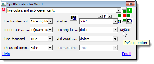 Returning to the Default options