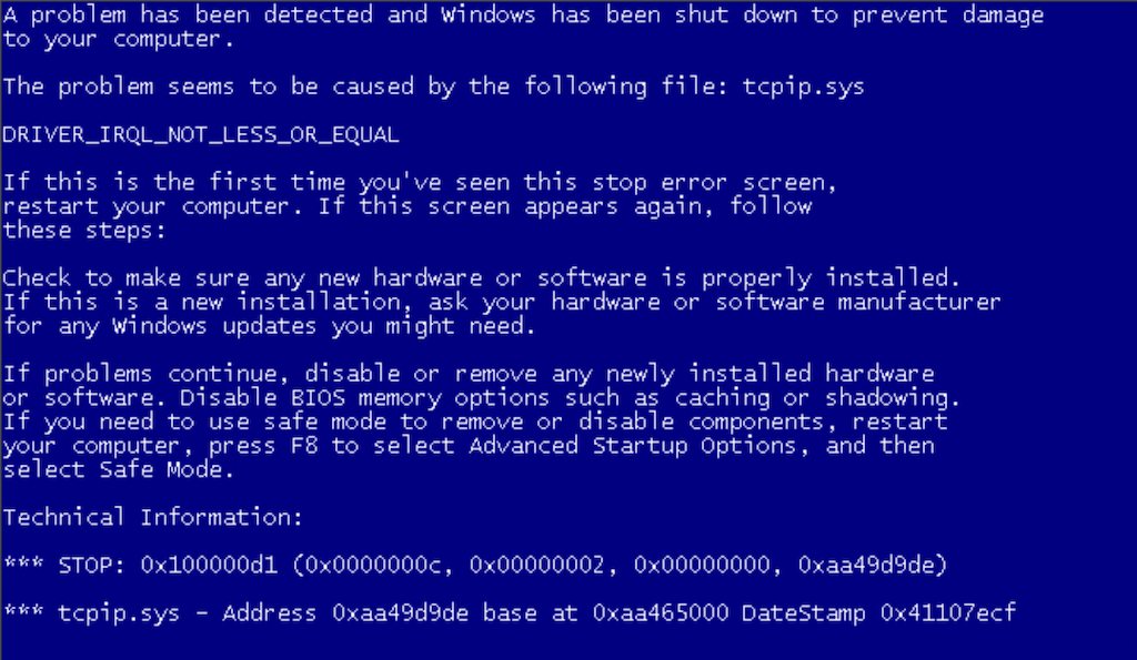 Analzying a BSOD dump file.