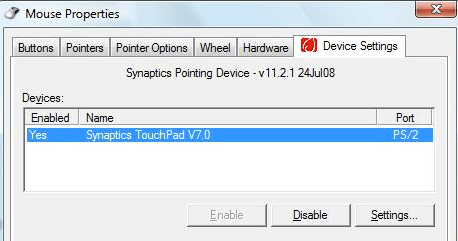 device settings