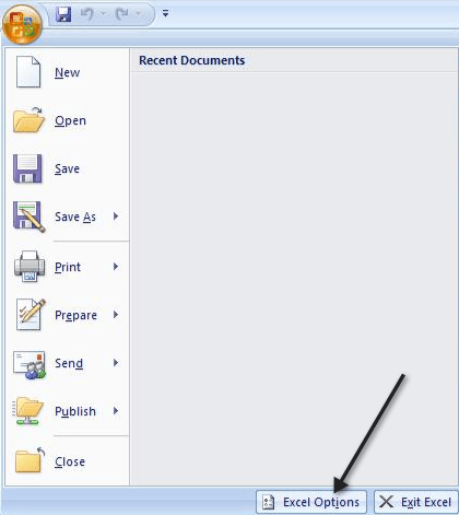 excel options