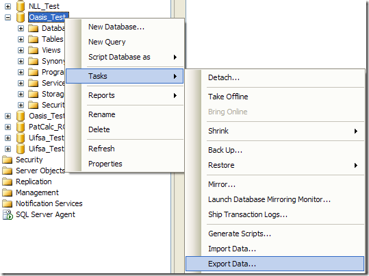 tasks export data
