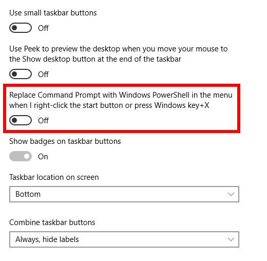 Replace Command Prompt with PowerShell and Vice Versa in Windows 10 image 4
