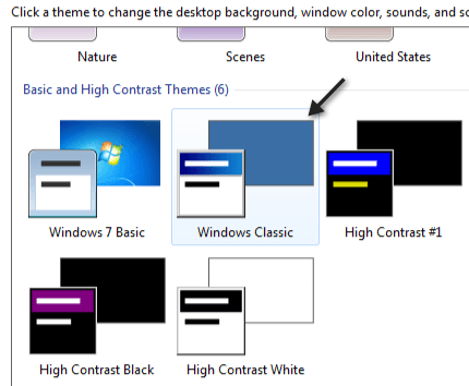 windows 7 classic
